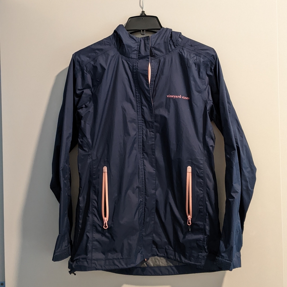 Vineyard Vines Navy & Pink Raincoat / Rain Jacket /Windbreaker - XS